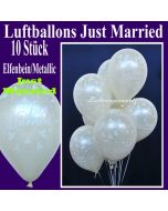 Luftballons Hochzeit, Just Married, Elfenbein-Metallic, 10 Stück