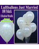 Luftballons Hochzeit, Just Married, Elfenbein-Metallic, 100 Stück
