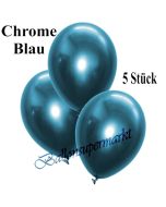 Luftballons in Chrome Blau, 28-30 cm, 5 Stück
