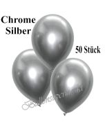 Luftballons in Chrome Silber, 28-30 cm, 50 Stück