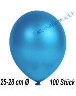 Metallic Luftballons in Blau, 25-28 cm, 100 Stück