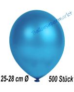 Metallic Luftballons in Blau, 25-28 cm, 500 Stück