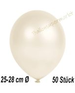 Metallic Luftballons in Elfenbein, 25-28 cm, 50 Stück