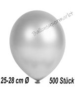 Metallic Luftballons in Silber, 25-28 cm, 500 Stück