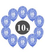 Luftballons mit der Zahl 18, 10 Stück, Kristall, Blau, 12", 28-30 cm