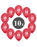 Luftballons mit der Zahl 18, 10 Stück, Kristall, Rot, 12", 28-30 cm
