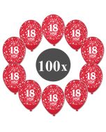 Luftballons mit der Zahl 18, 100 Stück, Kristall, Rot, 12", 28-30 cm