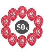 Luftballons mit der Zahl 18, 50 Stück, Kristall, Rot, 12", 28-30 cm