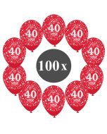 Luftballons mit der Zahl 40, 100 Stück, Kristall, Rot, 12", 28-30 cm