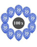 Luftballons mit der Zahl 70, 100 Stück, Kristall, Blau, 12", 28-30 cm