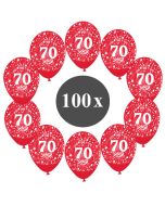 Luftballons mit der Zahl 70, 100 Stück, Kristall, Rot, 12", 28-30 cm