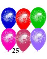 Luftballons Zahl 100 zum 100. Jubiläum und Geburtstag, 25 Stück