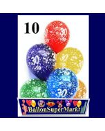 Luftballons aius Latex mit der Zahl 30, zum 30. Geburtstag, 10 Stück