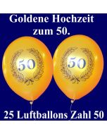 Luftballons mit der Zahl 50 im Lorbeerkranz