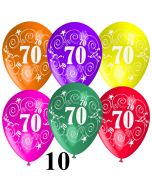 Luftballons Zahl 70 zum 70. Geburtstag, 10 Stück