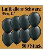 Luftballons zu Karneval und Fasching, 30 cm, Schwarz, 500 Stück