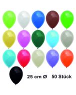 Luftballons Bunt gemischt, 25 cm, 50 Stück, preiswert und günstig