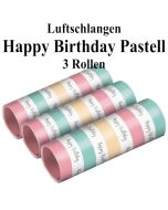3 Rollen Luftschlangen Happy Birthday Pastell zum Geburtstag