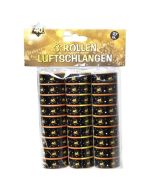 3 Rollen Luftschlangen Schwarz-Gold 40 zum 40. Geburtstag