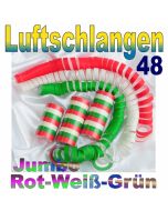 Luftschlangen Jumbo rot-weiß-grün, 48 Rollen