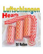 Luftschlangen mit Herzen, rot-weiß, 50 Rollen