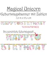 Kindergeburtstagsbanner Magical Unicorn mit Zahlen