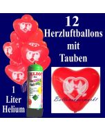 Mini-Ballons-Helium-Set-Hochzeit-rote-Herzluftballons-mit-Hochzeitstauben-1-Liter-Ballongas