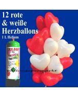 Mini-Ballons-Helium-Set-Hochzeit-rote-und-weisse-Herzluftballons-1-Liter-Ballongas
