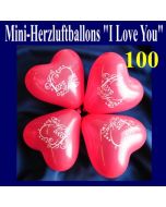 Mini Herzluftballons I Love you, 100 Stück