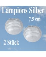 Lampions Silber, 7,5 cm, 2 Stück Set