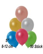 Kleine Metallic Luftballons, 8-12 cm,  Bunt gemischt, 50 Stück