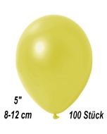 Kleine Metallic Luftballons, 8-12 cm, Gelb, 100 Stück