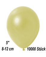 Kleine Metallic Luftballons, 8-12 cm, Pastellgelb, 10000 Stück