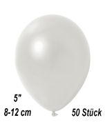 Kleine Metallic Luftballons, 8-12 cm, Perlweiß, 50 Stück