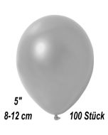Kleine Metallic Luftballons, 8-12 cm, Silber, 100 Stück