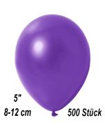 Kleine Metallic Luftballons, 8-12 cm, Violett, 500 Stück