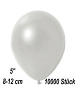 Kleine Metallic Luftballons, 8-12 cm, Weiß, 10000 Stück