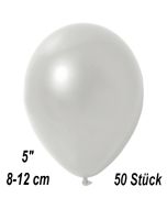 Kleine Metallic Luftballons, 8-12 cm, Weiß, 50 Stück