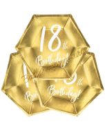 18th Birthday Gold Partyteller zum 18. Geburtstag, 6 Stück