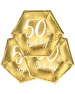 50th Birthday Gold Partyteller zum 50. Geburtstag, 6 Stück