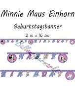Kindergeburtstagsbanner Minnie Maus Einhorn