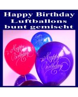 Happy Birthday Motiv Luftballons, Latexballons zum Geburtstag, 10 Stück Beutel