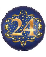 Satin Navy Blue Zahl 24 Luftballon aus Folie zum 23. Geburtstag, 45 cm, Satin Luxe, heliumgefüllt