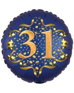 Satin Navy Blue Zahl 31 Luftballon aus Folie zum 31. Geburtstag, 45 cm, Satin Luxe, heliumgefüllt