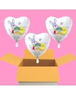 3 Helium Luftballons zu Ostern, Osterhasen mit Ostereier, Osterküken und Schmetterlinge