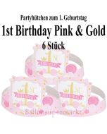 Partyhuetchen 1st Birthday Pink & Gold zum 1. Geburtstag Maedchen