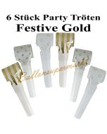 Party Tröten Festive Gold, 6 Stück