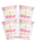 Partybecher zum 1. Geburtstag, Maedchen, 1st Birthday Pink & Gold