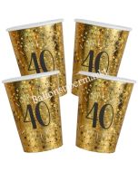 Glitzer Gold Partybecher zum 40. Geburtstag, 10 Stück