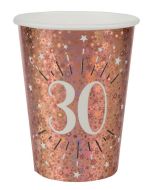 Rosegold Sparkling Partybecher zum 30. Geburtstag, 10 Stück